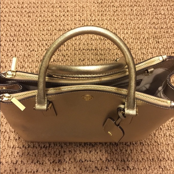 Tory Burch Robinson Metallic Mini Double Zip Tote - Picture 2 of 8